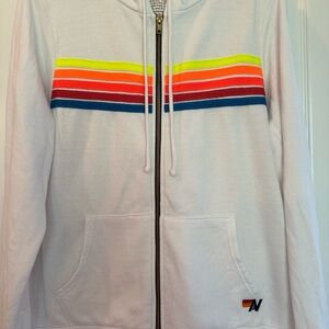 Aviator Nation White Hoodie with Gold Zipper